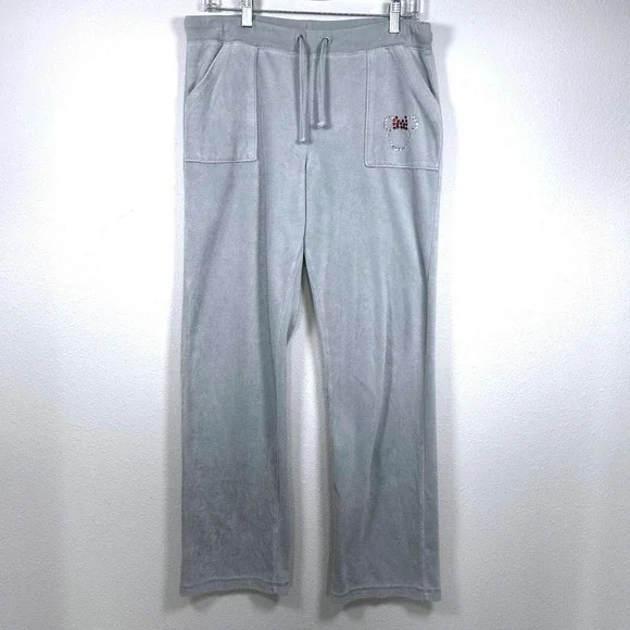 Disney‎ Parks Women's Gray Velour Sweatpants Minnie Mouse Rhinestone Lounge - Picture 2 of 5